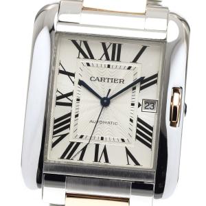 カルティエ CARTIER W5310006 タンクアングレースXL デイト コンビ 自動巻き メンズ 良品 _808729