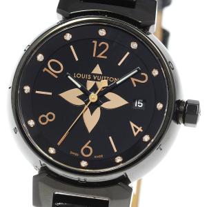ルイ・ヴィトン LOUIS VUITTON Q1310 タンブールMM ラグダイヤ クォーツ レディース 良品 箱・保証書付き_874250【ev20】 LOUIS VUITTON（ルイ・ヴィトン） LOUIS VUITTON Q1310 タンブールMM