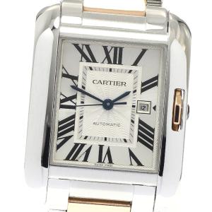 カルティエ CARTIER W5310007 タンクアングレーズLM PGコンビ デイト 自動巻き ボーイズ 良品 _816724