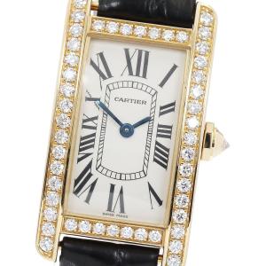 カルティエ CARTIER WB707231 タンクアメリカンSM K18YG ダイヤベゼル クォーツ レディース 良品 保証書付き_820953
