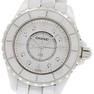シャネル CHANEL H2422 J12 33ｍｍ 白セラミック 8Pダイヤ クォーツ レディース 保証書付き_868220