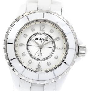 シャネル CHANEL H2422 J12 33ｍｍ 白セラミック 8Pダイヤ クォーツ レディース 保証書付き_882759
