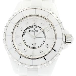 シャネル CHANEL H2422 J12 33ｍｍ 白セラミック 8Pダイヤ クォーツ レディース 保証書付き_885333