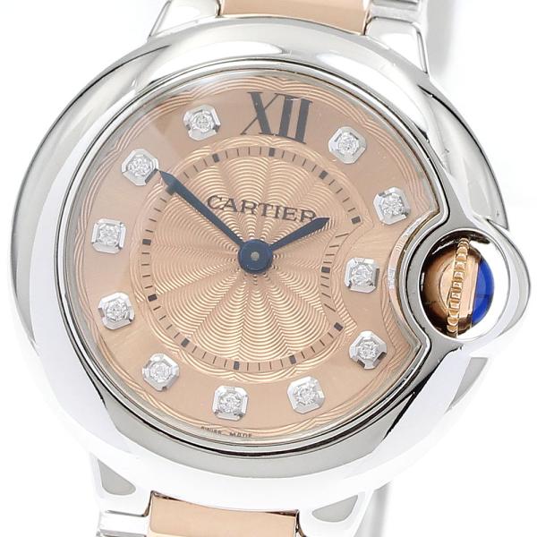 カルティエ CARTIER WE902052 バロンブルーSM K18PGコンビ 11Pダイヤ クォ...