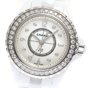 シャネル CHANEL H2572 J12 白セラミック ダイヤベゼル 8Pダイヤ クォーツ レディース 保証書付き_920029