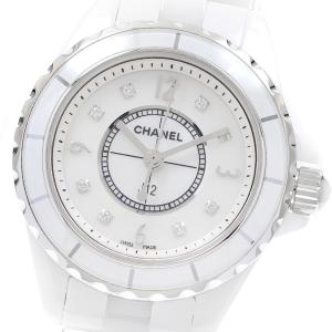 シャネル CHANEL H2570 J12 ホワイトセラミック 8Pダイヤ クォーツ レディース 美品 保証書付き_921791