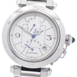 カルティエ CARTIER W31037H3 パシャ38ｍｍ GMT パワーリザーブ 自動巻き メンズ 保証書付き_936380