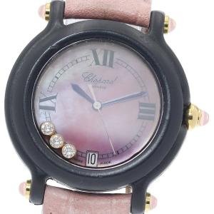 ショパール Chopard 27/7777 ビーハッピー 3Pダイヤ デイト クォーツ レディース 保証書付き_939860