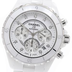 シャネル CHANEL H2009 J12 白セラミック 9Pダイヤ クロノグラフ 自動巻き メンズ 美品 保証書付き_942993
