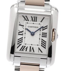 カルティエ CARTIER W5310019 タンクアングレーズSM PGコンビ クォーツ レディース _943406