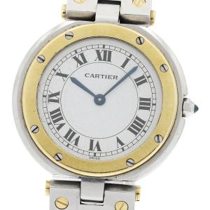 訳あり カルティエ CARTIER サントスラウンド LM コンビ クォーツ メンズ _943682