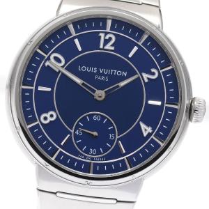 ルイ・ヴィトン LOUIS VUITTON W1ST20 タンブール スティール ブルー スモールセコンド 自動巻き メンズ 良品 保証書付き_948667