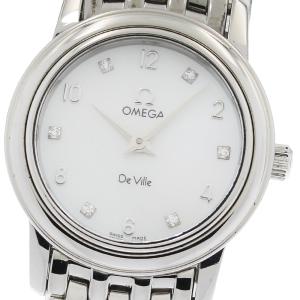 オメガ OMEGA 4570.75 デビル プレステージ 6Pダイヤ ホワイトシェルダイアル クォーツ レディース 良品 _951284