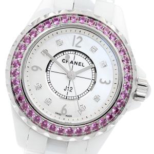 シャネル CHANEL H3243 J12 8Pダイヤ ピンクサファイアベゼル クォーツ レディース 保証書付き_951597