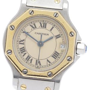 訳あり カルティエ CARTIER W2001683 サントスオクタゴンSM デイト YGコンビ クォーツ レディース _967687