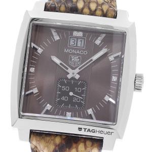タグホイヤー TAG HEUER WAW1315 モナコ 13Pダイヤ デイト クォーツ メンズ 保証書付き_973332