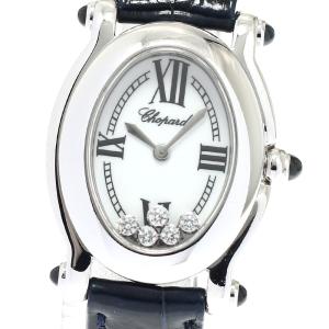 ショパール Chopard 27/7465 ハッピースポーツ オーバル K18WG 5Pダイヤ クォーツ レディース 箱付き_973635