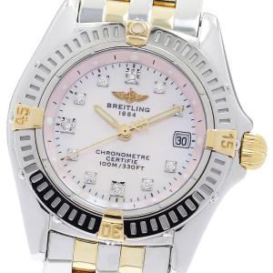 ブライトリング BREITLING B72345 カリスティーノ デイト 11Pダイヤモンド ピンクシェル文字盤 クォーツ レディース 美品 _974725