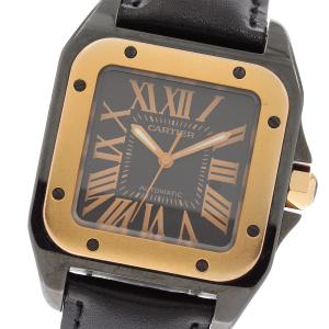 カルティエ CARTIER W2020007 サントス100 MM K18PGベゼル 自動巻き ボーイズ _982322