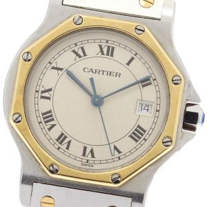 カルティエ CARTIER 187902 サントスオクタゴン LM デイト YGベゼル クォーツ メンズ _984151