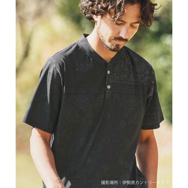 bandana pattern no-collar polo