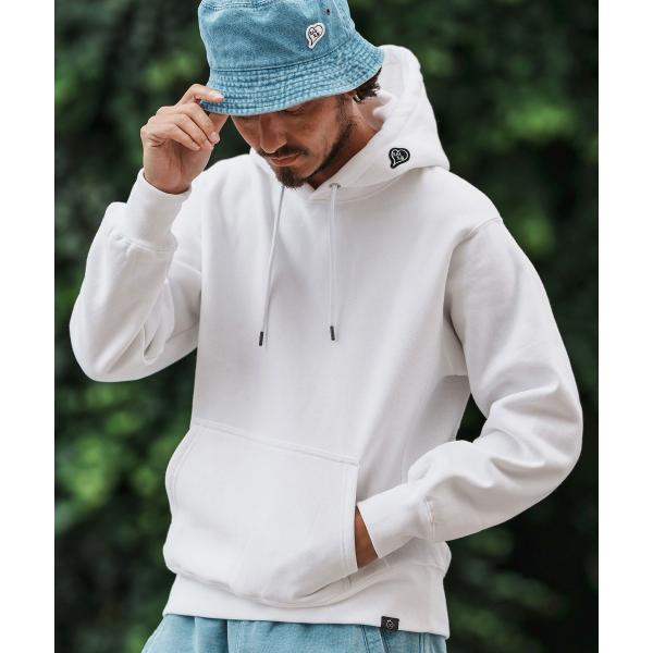 12oz heavy weight hoody with logo print パーカー