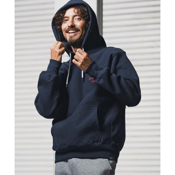 パーカー 12oz heavy weight hoodie with cursive embroid...