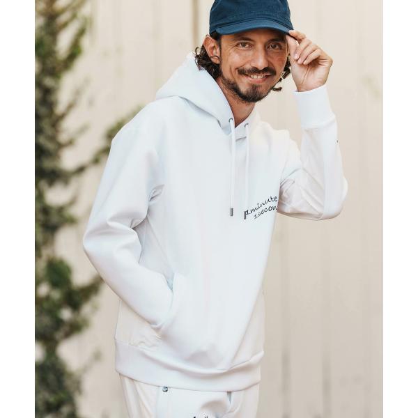 パーカー cursive embroidery cardboard knit nylon hoodi...