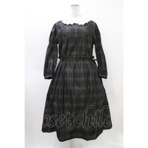 Jane Marple / Memory shadow check shirring dress  ...