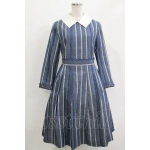Jane Marple / Ribbon stripe jacquardのパプリックドレス  ブルー...