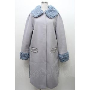 Swankiss / COAT プードルファーカラーバックレースコート  サックス S-24-01-15-057-CA-CO-UT-ZT-C010