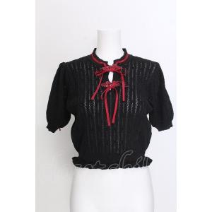 axes femme POETIQUE / チャイナボタンニットプルオーバー  黒ｘ赤 S-26-0...