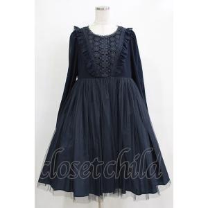 Vallee lys / Precious Embroidered Lace Mini Dress ネイビー O-25-05