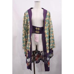 metamorphose / 百花繚乱〜まほろばの舞〜着物風羽織り Free 緑青×紫 H-25-0...