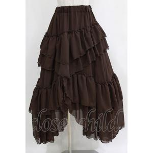 Sheglit / "Empress"ロングフリルスカート M 茶 H-26-01-04-018-E...