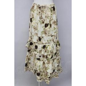 KANEKO ISAO / カメリア&扇子柄スカート クロ T-25-12-10-021-EL-SK-OW