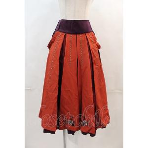 Ozz oneste / 椿刺繍プリーツ袴風スカート  オレンジＸ紫 I-24-04-15-065-...