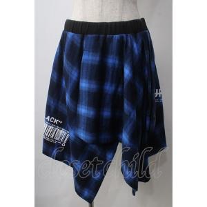 JURY BLACK / LOGO×CODEフェイク巻きスカート  ブルー Y-25-06-24-0...