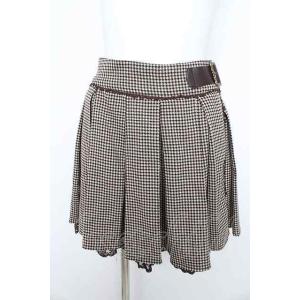 axes femme POETIQUE / バックル使いチェック柄キュロットスカート  茶 Y-26...
