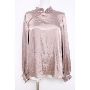 axes femme NOSTALGIE / サテンチャイナブラウス M ピンク Y-26-04-2...