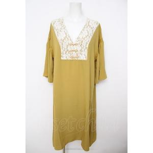 axes femme / チャイナ釦ゆったりロングワンピース M イエロー Y-26-07-24-1...