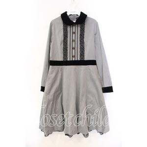 Jane Marple / コンパクトツイルとベルベットのワンピース M グレー O-25-11-1...