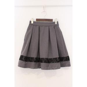 axes femme / レース切替タックキュロット M グレー×クロ O-26-03-21-066...