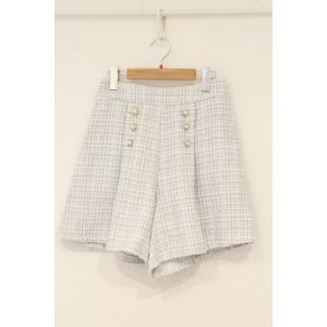 axes femme POETIQUE / 連釦モールツィードキュロット M サックス O-26-0...