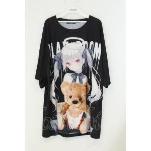 TRAVAS TOKYO / rurudoコラボ ビッグシルエットTシャツ ブラック O-26-08-12-1004-PU-TS-IG-OS
