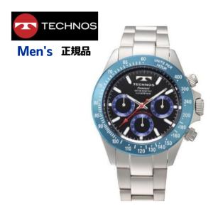 国内正規品 TECHNOS テクノス TP0403SN クロノグラフ 電池式 10気圧防水 オールステンレス ブルー メンズ 腕時計｜clost