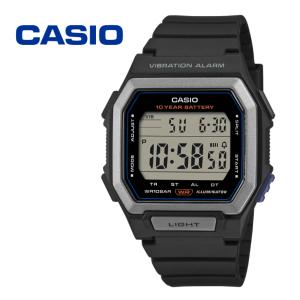 CASIO カシオ W-738H-1AJF 正規品 電池寿命約10年 10気圧防水 ミッドサイズ スクエア バイブレーション アラームデジタル 樹脂バンド ブラック