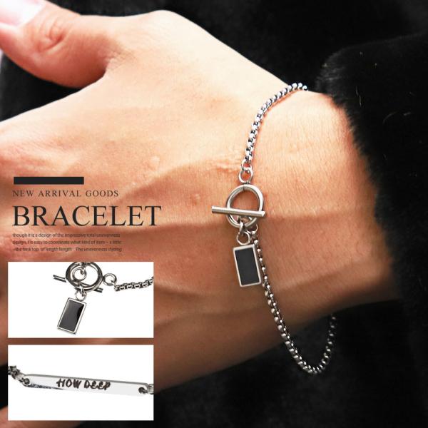 ▲メール便対象▲ ブレスレット メンズ 小物 韓国 韓国系 大人 ロゴ モチーフ プレート ベネチア...