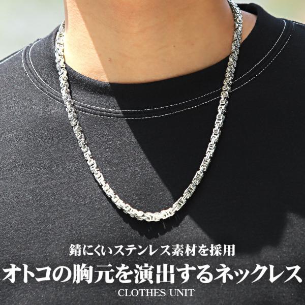 ▲メール便対象▲ ネックレス メンズ 小物 韓国 韓国系 ストリート シルバー ステンレス ブロック...