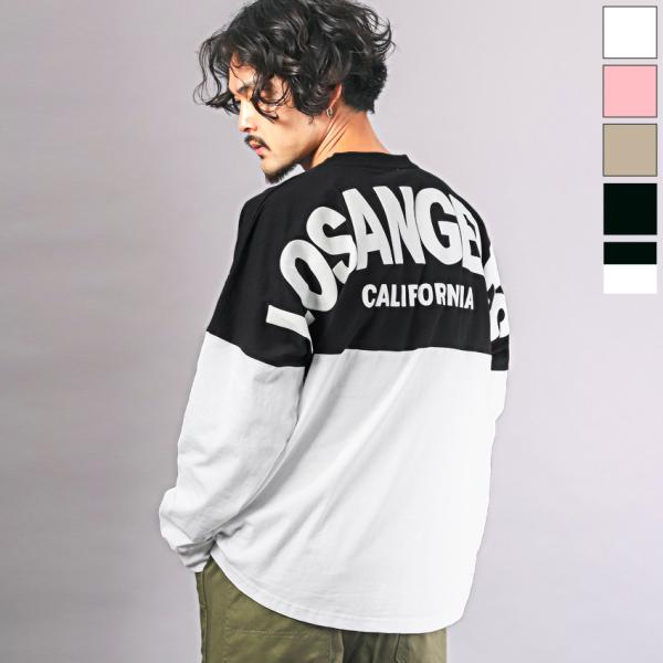 ロンT メンズ トップス 長袖Tシャツ ビッグシルエット ロゴ 発泡プリント ストリート